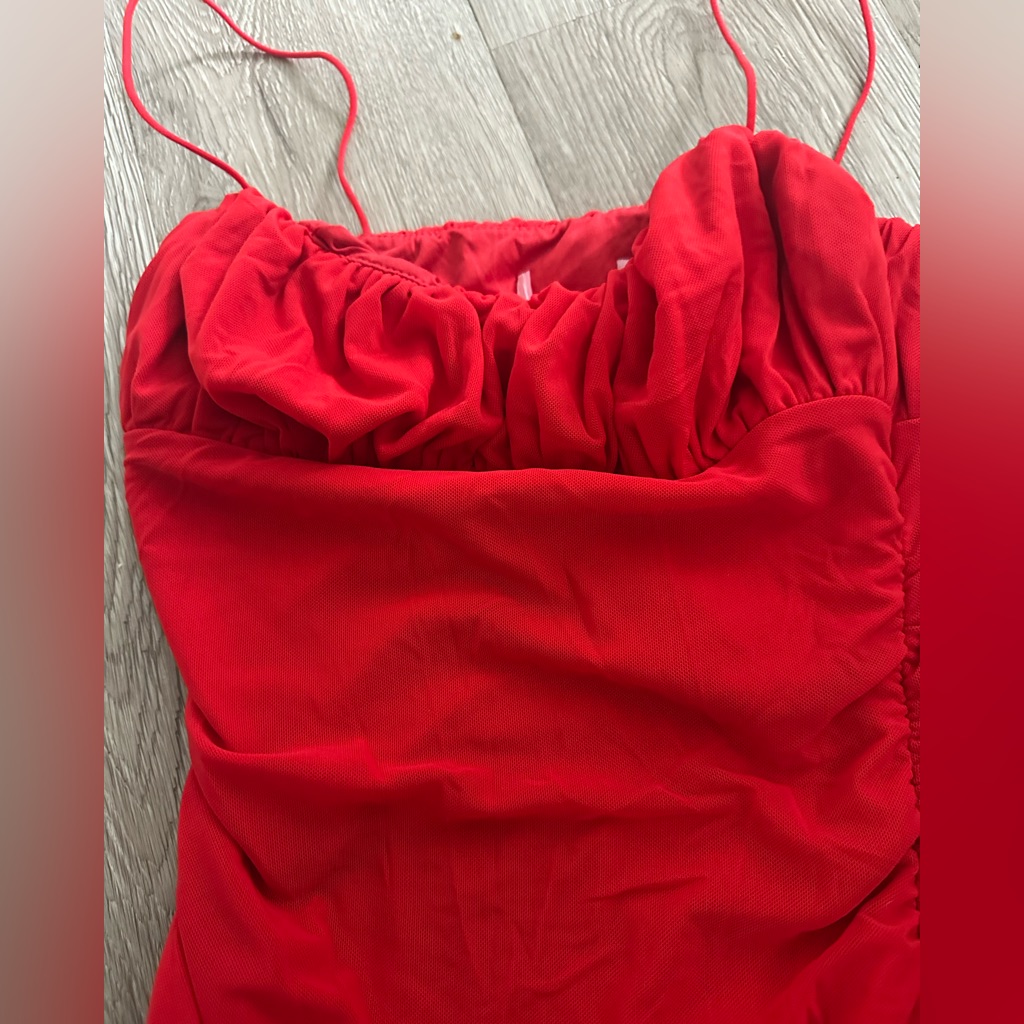 #15 Bnwot Princess Polly Red Ruched Spaghetti Strap Dress